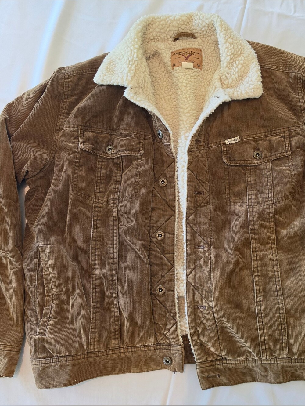 American Eagle Outfitters Brown Corderoy Sherpa Jacket, XLT